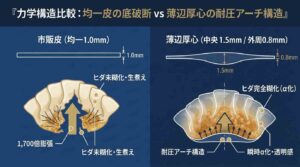 薄辺厚心の断面幾何学と蒸気圧分散モデル